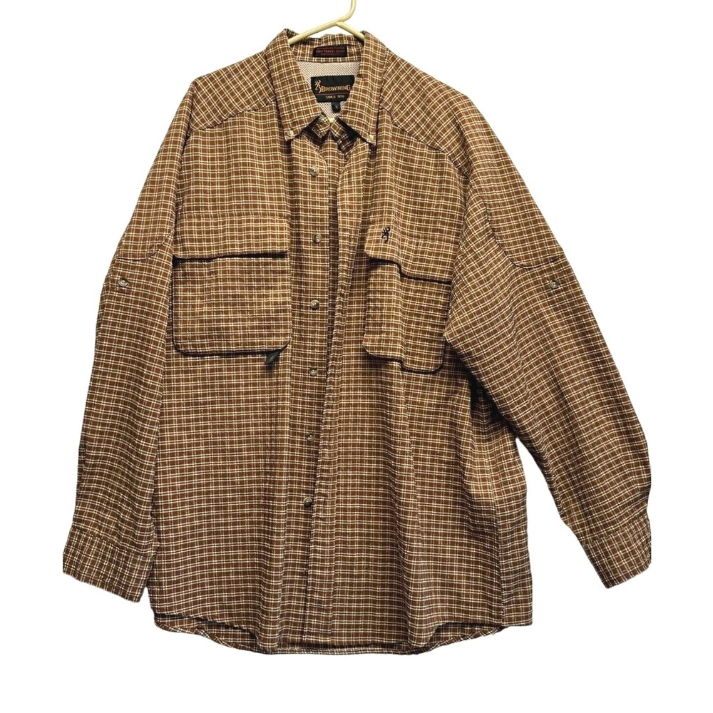 Mens Browning Long Roll Up Sleeve Button Up Vented Shirt XL RBO‎ Travel Gear